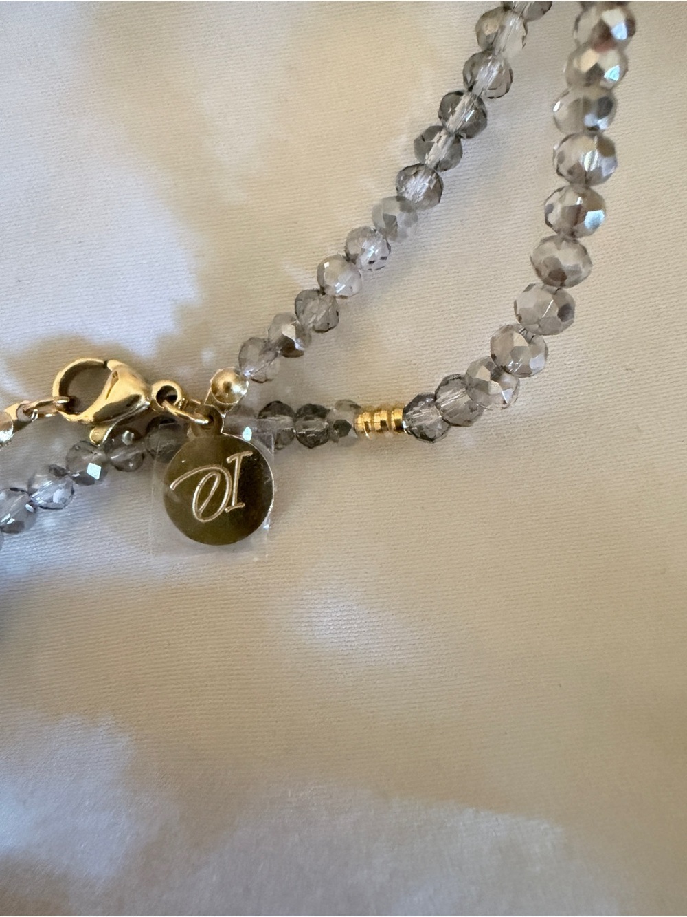 Silver Beaded Layered Necklace with Gold Accents - Picture 3 of 3